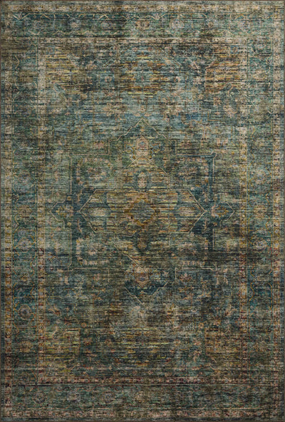 Featuring tranquil lagoon and vibrant multi-toned hues and traditional and distressed detail, the Anniston ANS-05 Lagoon / Multi Area Rug is a power-loomed polyester area rug for any room
