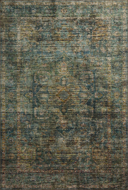 Featuring tranquil lagoon and vibrant multi-toned hues and traditional and distressed detail, the Anniston ANS-05 Lagoon / Multi Area Rug is a power-loomed polyester area rug for any room
