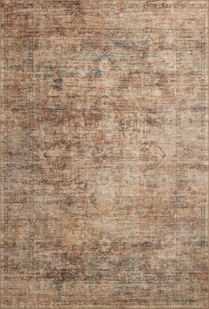 A power-loomed polyester area rug with traditional and distressed flair in earthy clay and deep charcoal tones, the Anniston ANS-06 Clay / Charcoal Area Rug anchors any room