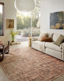 A power-loomed polyester area rug with traditional and distressed flair in earthy clay and deep charcoal tones, the Anniston ANS-06 Clay / Charcoal Area Rug anchors any room