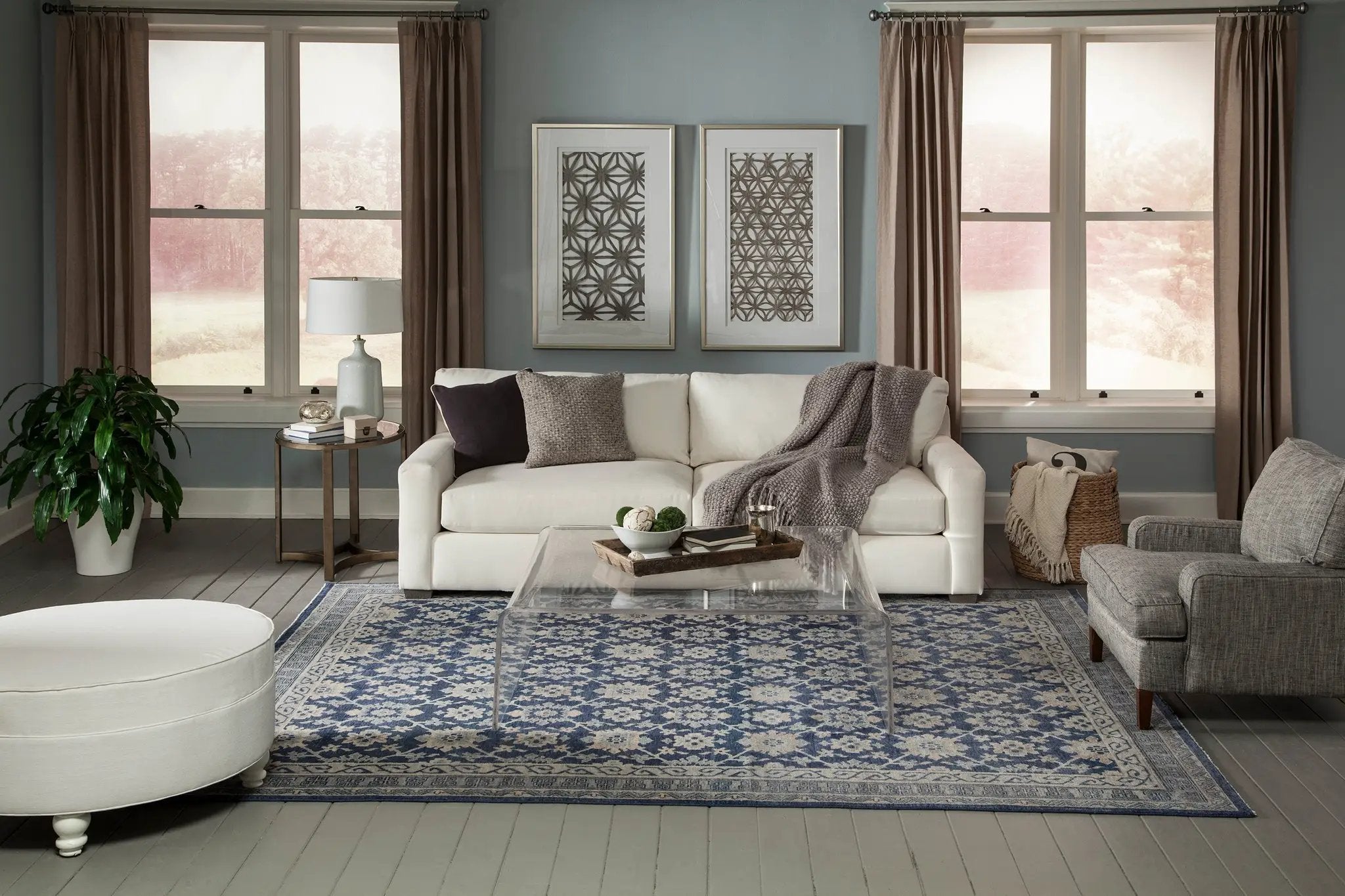 Banaras BNR-1 Blue Area Rug by Momeni