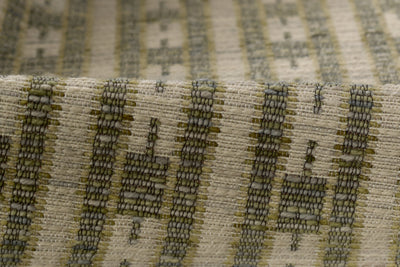 Barron BRN-2 Green Area Rug featuring subtle stripe patterns, 80% wool 20% cotton