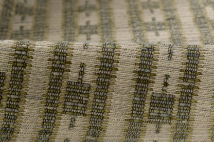 Barron BRN-2 Green Area Rug featuring subtle stripe patterns, 80% wool 20% cotton