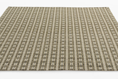 Barron BRN-2 Green Area Rug featuring subtle stripe patterns, 80% wool 20% cotton