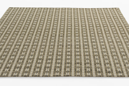 Barron BRN-2 Green Area Rug featuring subtle stripe patterns, 80% wool 20% cotton