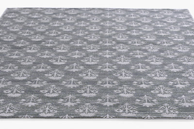 Barron BRN-5 Blue Area Rug with geometric-inspired patterns, premium wool-cotton blend