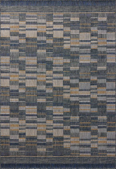 A power-loomed polypropylene area rug with contemporary and linear design in casual denim and radiant gold hues, the Birch BIR-04 Denim / Gold Area Rug is a standout in any décor