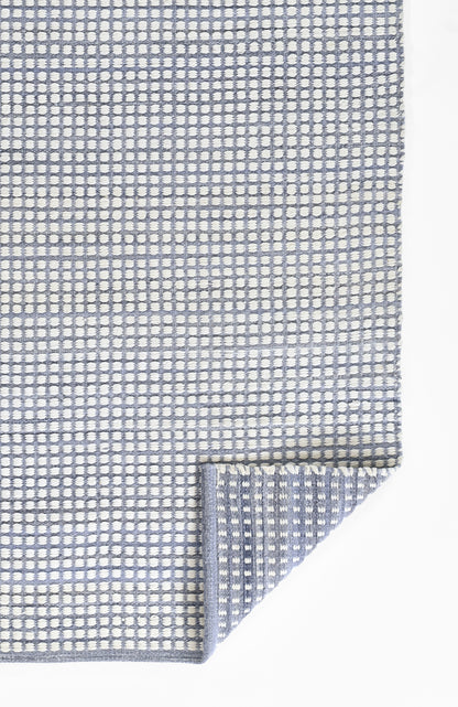 Caicos CAI-1 Blue Area Rug, sustainable PET fiber, geometric flatwoven indoor-outdoor rug