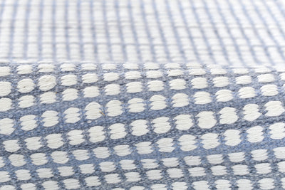 Caicos CAI-1 Blue Area Rug, sustainable PET fiber, geometric flatwoven indoor-outdoor rug