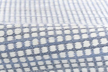 Caicos CAI-1 Blue Area Rug, sustainable PET fiber, geometric flatwoven indoor-outdoor rug