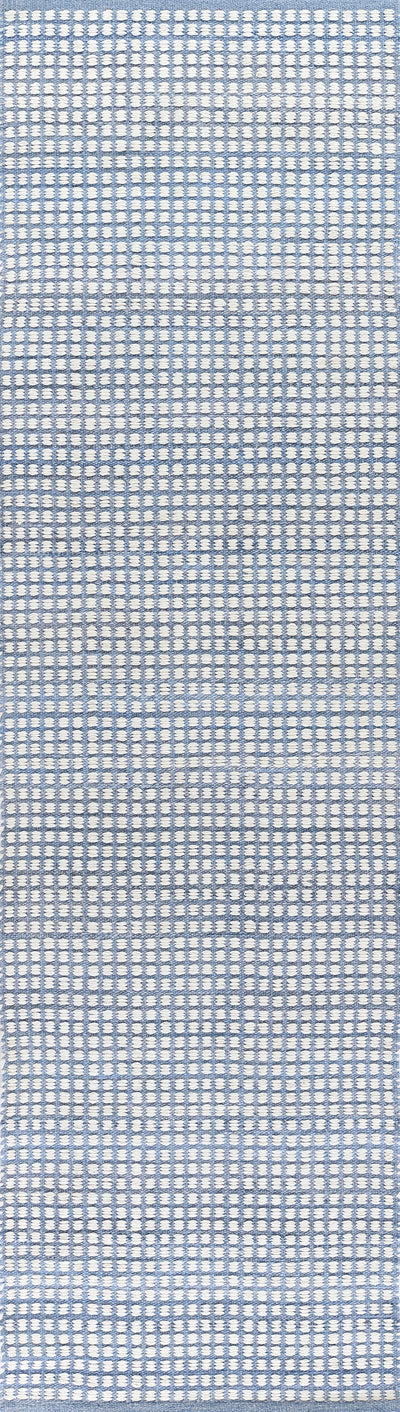 Caicos CAI-1 Blue Area Rug, sustainable PET fiber, geometric flatwoven indoor-outdoor rug
