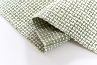 Caicos CAI-1 Green Area Rug, eco-friendly handwoven PET with geometric patterns