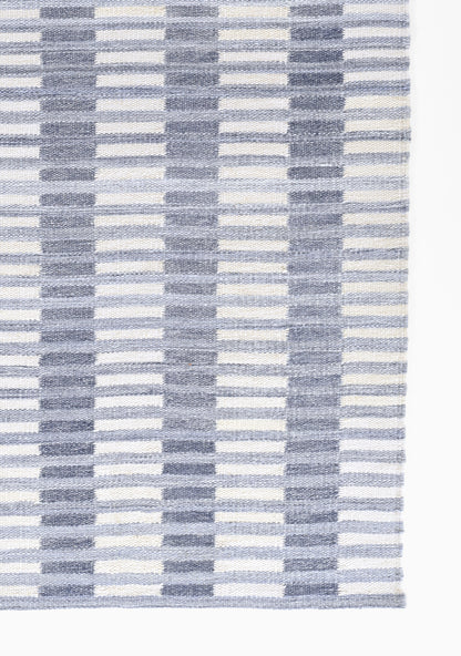 Caicos CAI-2 Blue Area Rug, handwoven sustainable PET with coastal geometric design