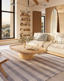 Caicos CAI-2 Blue Area Rug, handwoven sustainable PET with coastal geometric design