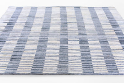 Caicos CAI-2 Blue Area Rug, handwoven sustainable PET with coastal geometric design