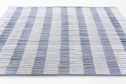 Caicos CAI-2 Blue Area Rug, handwoven sustainable PET with coastal geometric design