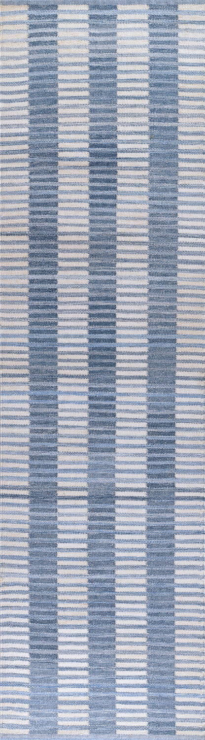Caicos CAI-2 Blue Area Rug, handwoven sustainable PET with coastal geometric design