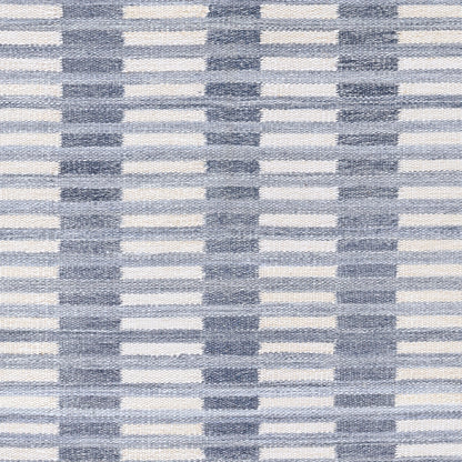 Caicos CAI-2 Blue Area Rug, handwoven sustainable PET with coastal geometric design