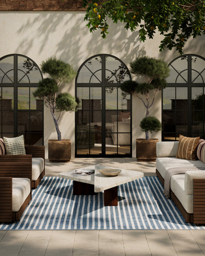 Caicos CAI-4 Blue Area Rug, eco-friendly PET fibers with modern geometric patterns