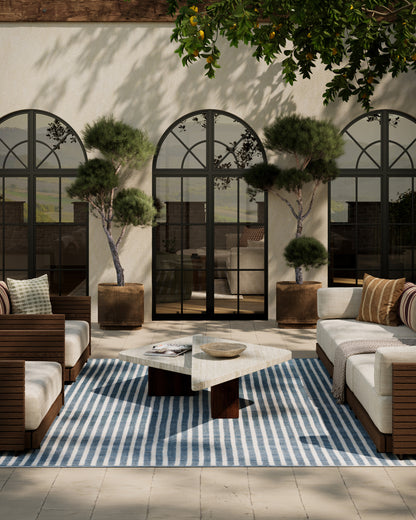 Caicos CAI-4 Blue Area Rug, eco-friendly PET fibers with modern geometric patterns