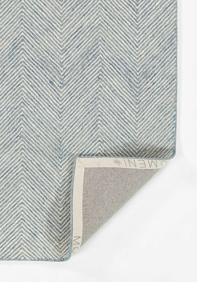 Charles CHR-1 Blue Area Rug with a blue and white herringbone pattern and hand-tufted wool backing.