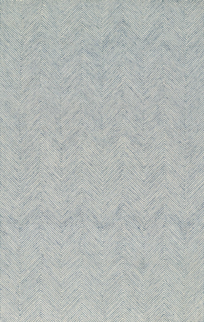 Charles CHR-1 Blue Area Rug with a classic herringbone zig-zag pattern in blue and white.