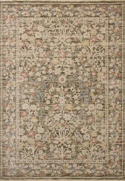 The Clarisse CLS-05 Olive / Multi Area Rug highlights earthy olive and vibrant multi-toned tones and traditional and floral texture in a beautifully made power-loomed polyester area rug