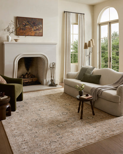 The Clarisse CLS-07 Natural / Granite Area Rug transforms any space with warm natural and striking granite tones and traditional and floral design in a power-loomed polyester area rug