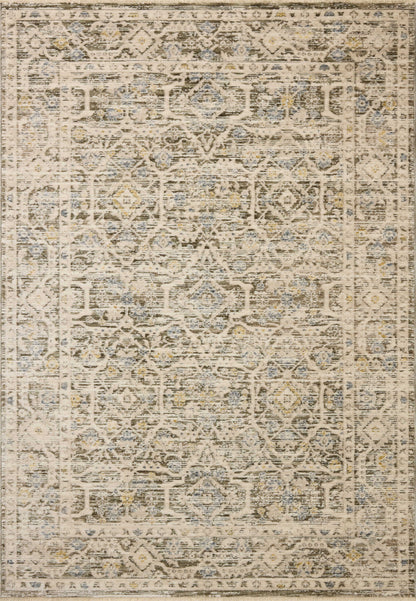 The Clarisse CLS-08 Olive / Ivory Area Rug is a power-loomed polyester area rug that radiates earthy olive and refined ivory charm and traditional and floral elegance