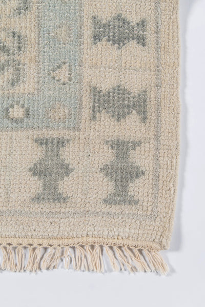 Erin Gates x Momeni Concord CRD-2 Sudbury ivory area rug, hand-knotted wool blend, sun-bleached palette with geometric motif, fringe.