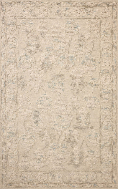 Featuring refined ivory and breezy sky-blue hues and floral detail, the Cynthia CYN-02 Ivory / Sky Area Rug is a hand-tufted wool area rug for any room
