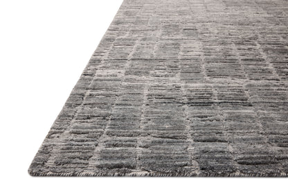Expertly crafted as a hand-loomed bamboo and wool area rug with ribbed and graphic artistry, the Daniel DAN-01 Slate Area Rug captures cool slate tones beautifully