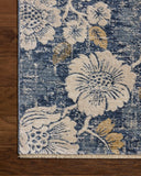 Featuring casual denim and warm natural hues and botanical detail, the Eileen ELE-03 Denim / Natural Area Rug is a power-loomed polypropylene and polyester area rug for any room