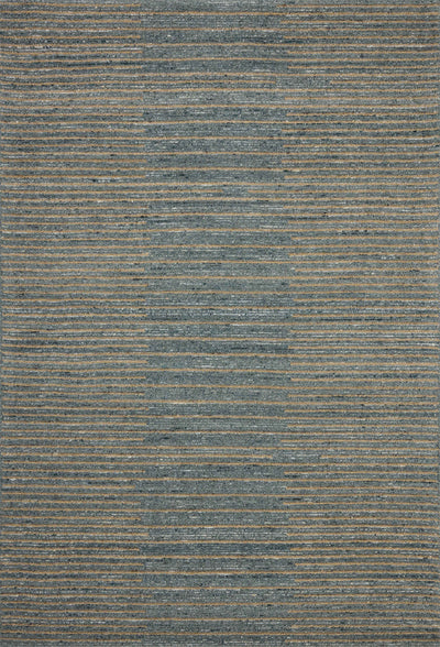A hand-tufted wool area rug featuring graphic and high-low textured design and cool slate and warm natural tones, the Elias ELA-03 Slate / Natural Area Rug adds character to any room