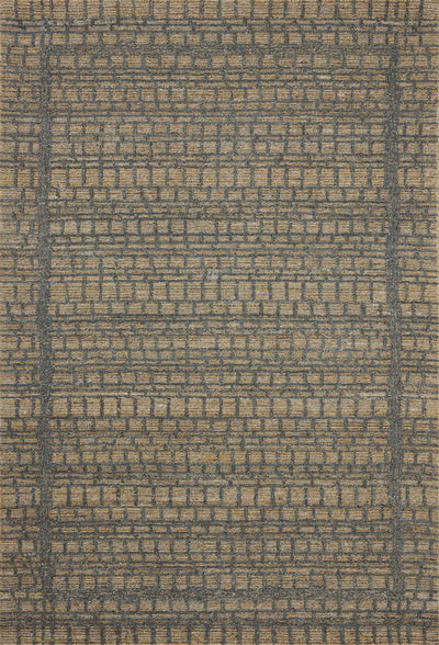 The Elias ELA-05 Wheat / Charcoal Area Rug offers golden wheat and deep charcoal sophistication and graphic and high-low textured charm in a hand-tufted wool area rug