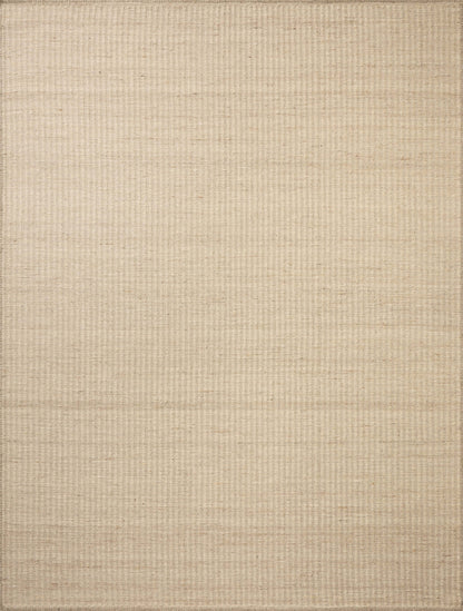 The Elma ELM-01 Bone Area Rug blends bone tones and striped motifs into a hand-woven wool and cotton area rug with timeless appeal