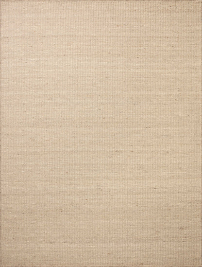 Designed with striped artistry in warm natural hues, the Elma ELM-01 Natural Area Rug is a hand-woven wool and cotton area rug that stands out