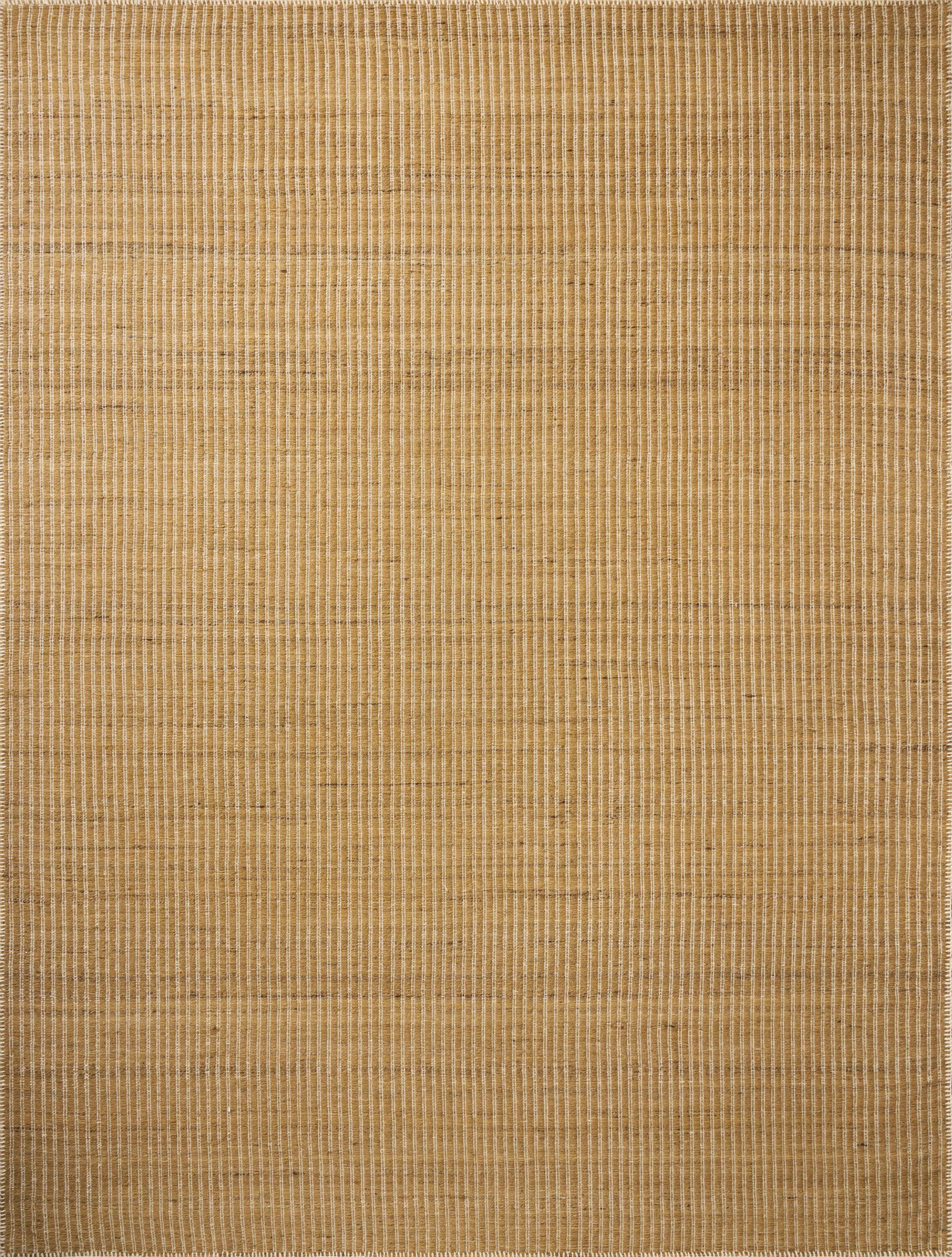 The Elma ELM-01 Wheat Area Rug combines golden wheat tones and striped patterns in a hand-woven wool and cotton area rug for effortless elegance