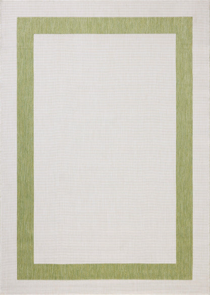 Rich in green and refined ivory hues, the Easton ESN-07 Green / Ivory Area Rug is a power-loomed polypropylene area rug built for style and comfort