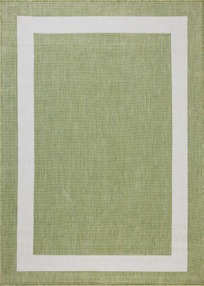 Rich in green and refined ivory hues, the Easton ESN-07 Green / Ivory Area Rug is a power-loomed polypropylene area rug built for style and comfort