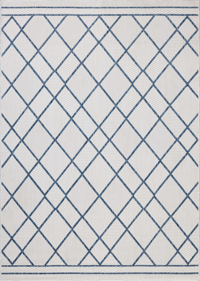 The Easton ESN-08 Ivory / Denim Area Rug offers refined ivory and casual denim sophistication in a power-loomed polypropylene area rug