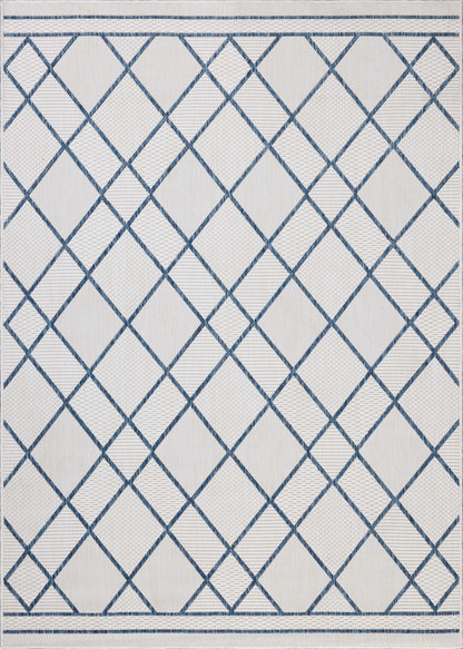 The Easton ESN-08 Ivory / Denim Area Rug offers refined ivory and casual denim sophistication in a power-loomed polypropylene area rug