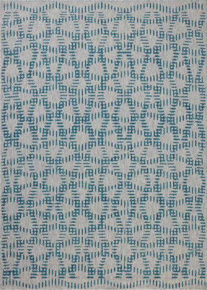 The Easton ESN-10 Fog / Teal Area Rug brings misty and vibrant teal character to your home in a power-loomed polypropylene area rug