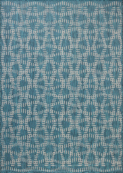 The Easton ESN-10 Fog / Teal Area Rug brings misty and vibrant teal character to your home in a power-loomed polypropylene area rug