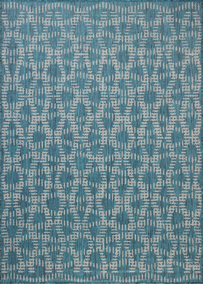 The Easton ESN-10 Fog / Teal Area Rug brings misty and vibrant teal character to your home in a power-loomed polypropylene area rug