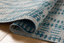 The Easton ESN-10 Fog / Teal Area Rug brings misty and vibrant teal character to your home in a power-loomed polypropylene area rug