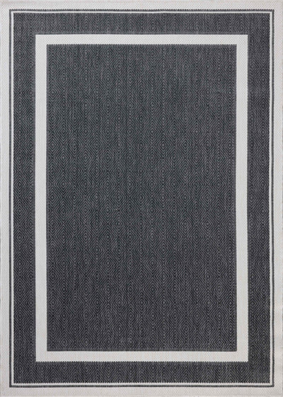 Finished in bold onyx and refined ivory tones, the Easton ESN-11 Onyx / Ivory Area Rug is a power-loomed polypropylene area rug for modern living
