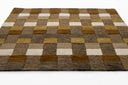 Momeni Fletcher FLT‑1 brown area rug with Bauhaus‑inspired checkerboard pattern, handcrafted 100% wool.
