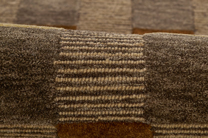 Momeni Fletcher FLT‑1 brown area rug with Bauhaus‑inspired checkerboard pattern, handcrafted 100% wool.