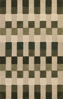 Momeni Fletcher FLT-1 green and taupe checkerboard wool Bauhaus-inspired area rug